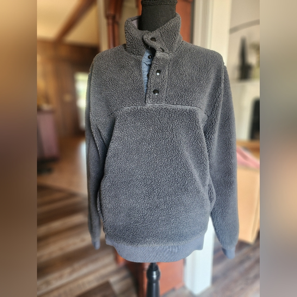 J. Crew fleece pullover, size medium, blue/green color